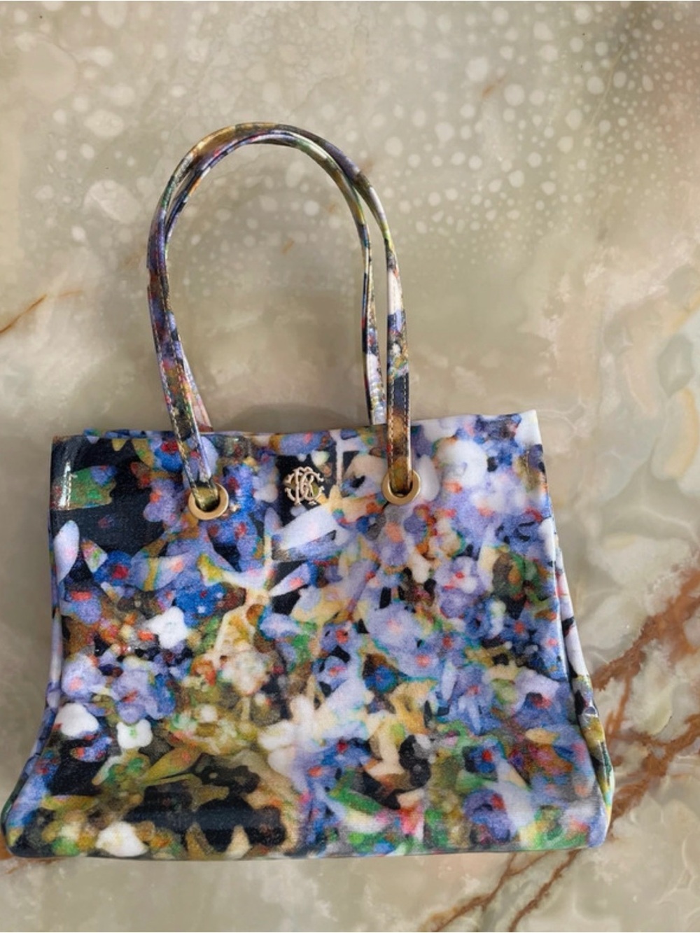 Roberto Cavalli Floral Multicolor Tote Bag
